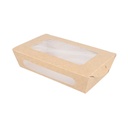 CAJAS PARA ENSALADA CON VENTANA 900 ML - 30 oz 391 G/M2 + PE 20x12x5 CM MARRÓN CARTONCILLO (200 UNID.)
