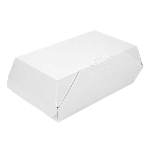 Cajas "Lunch Box" Paperlock 'Thepack' 220 G/M2 19,5X12,5X7 Cm Blanco Cartón Ondulado Nano-Micro (300 Unid.)