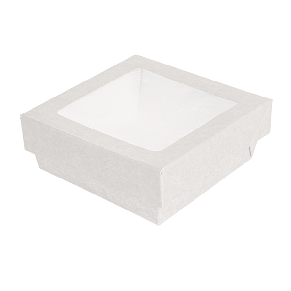 Cajitas+Tapas Con Ventana 350 Ml - 11,6 Oz 300 + 15 Pe G/M2 10X10X4 Cm Blanco Cartoncillo (250 Unid.)