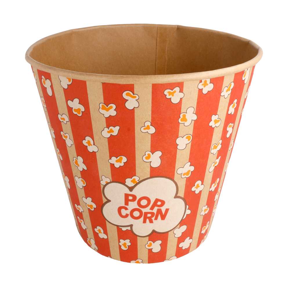 Recipientes Popcorn 5100 Ml 300 +20 Pe G/M2 Ø 22,7/16X21 Cm Kraft (100 Unid.)