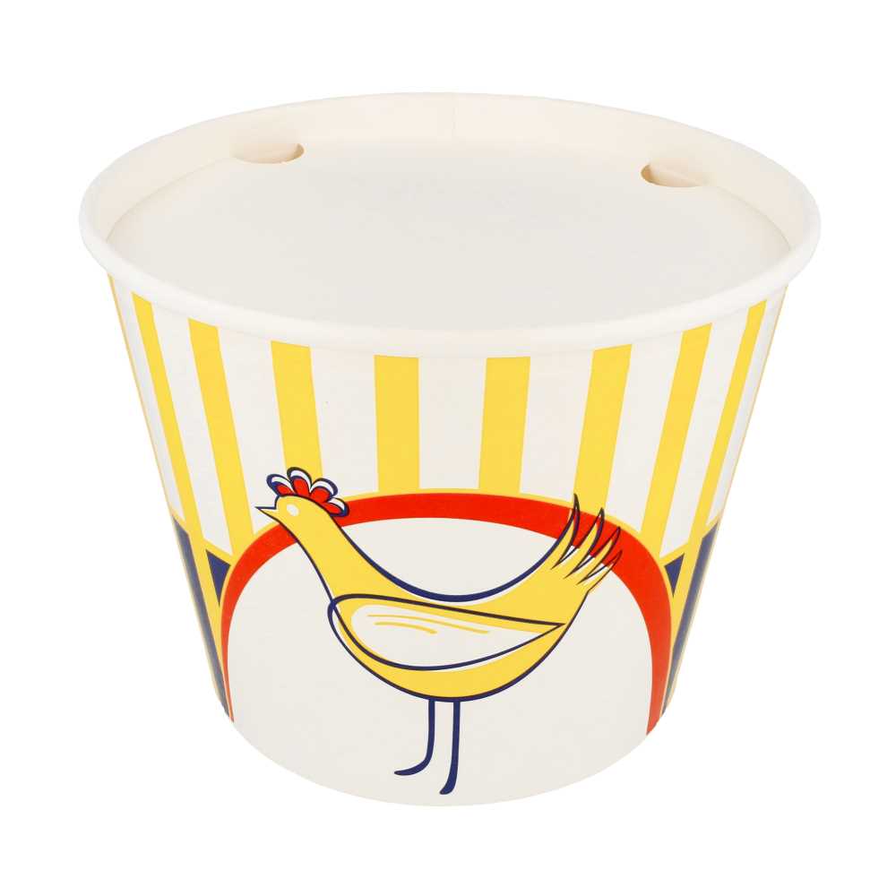 Cubos Pollo + Tapas 4500 Ml 15Pe + 380 + 18Pe G/M2 Ø 21,6/16X16,8 Cm Blanco Cartón (120 Unid.)