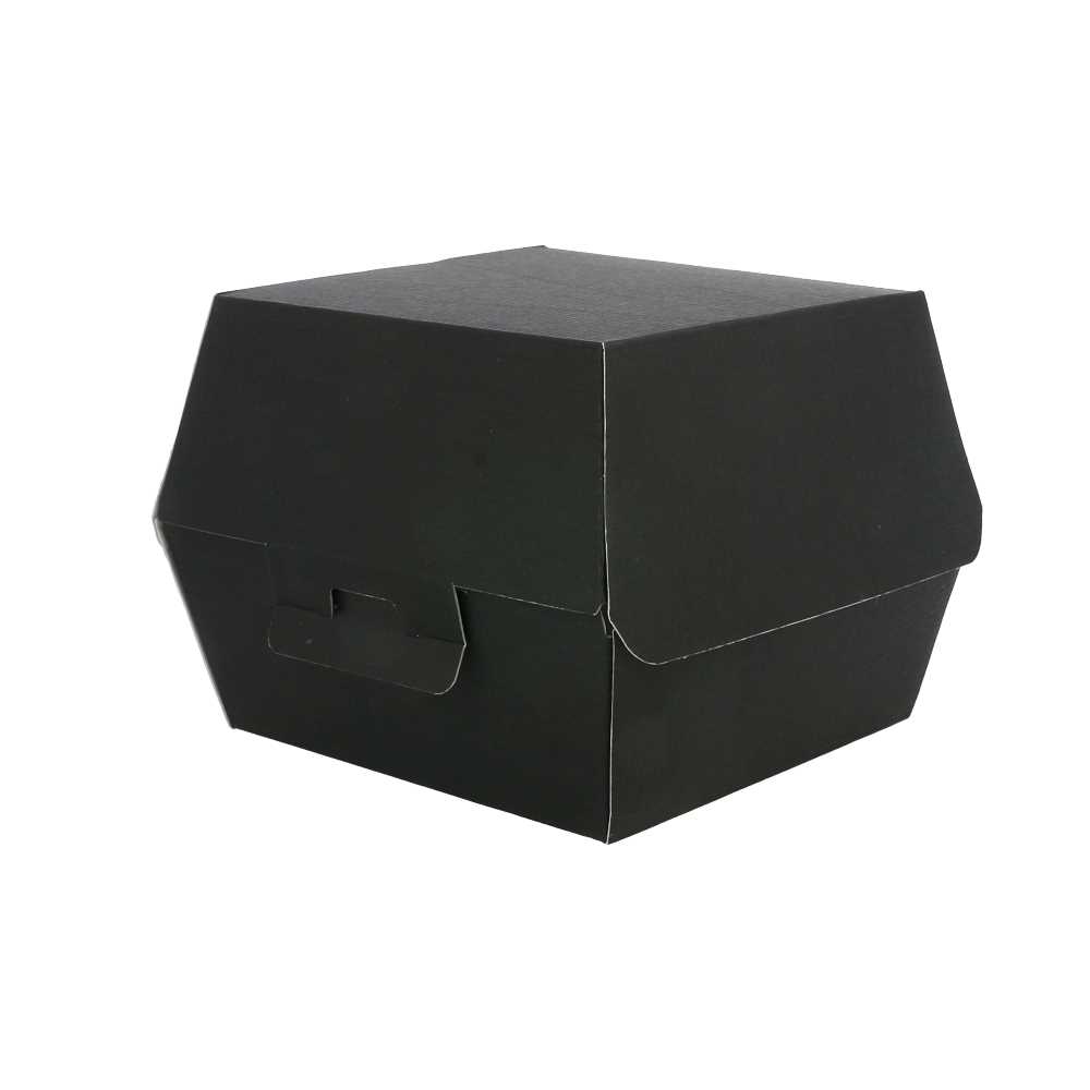 CONCHAS HAMBURGUESA 'THEPACK' 230 G/M2 13x12,5x9 CM (M) NEGRO CARTÓN ONDULADO NANO-MICRO (500 UNID.)