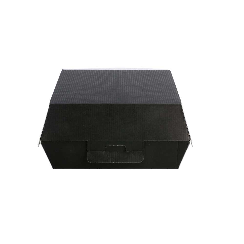 CONCHAS HAMBURGUESA 'THEPACK' 230 G/M2 14,2x13,7x6,1 CM (L) NEGRO CARTÓN ONDULADO NANO-MICRO (500 UNID.)