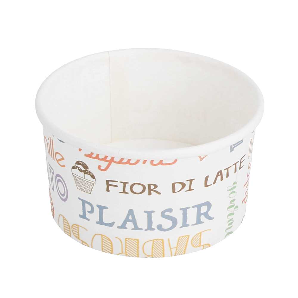 TARRINAS HELADOS 'PAROLE' 90 ML 210 + 18 PE G/M2 Ø7,2x4 CM BLANCO CARTONCILLO (2000 UNID.)