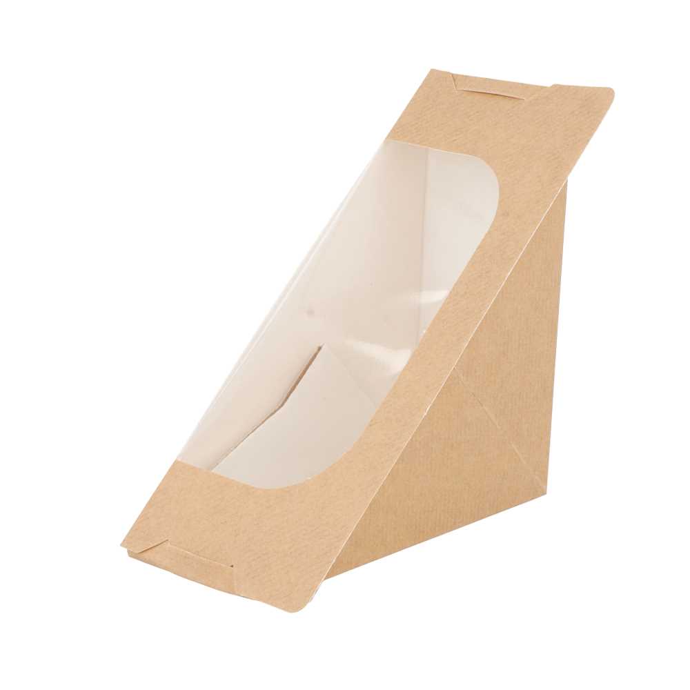Cajas Sándwich Triangular + Ventana Autoadhesivo 'Thepack' 220 G/M2 + Opp 12,4X12,4X5,5 Cm Natural Cartón Ondulado Nano-Micro (500 Unid.)