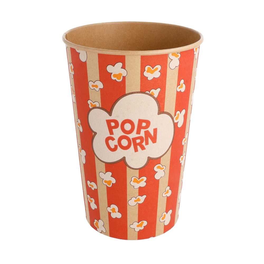 RECIPIENTES POPCORN 1920 ML 250 +20 PE G/M2 Ø 13,3/10x19,5 CM KRAFT (500 UNID.)