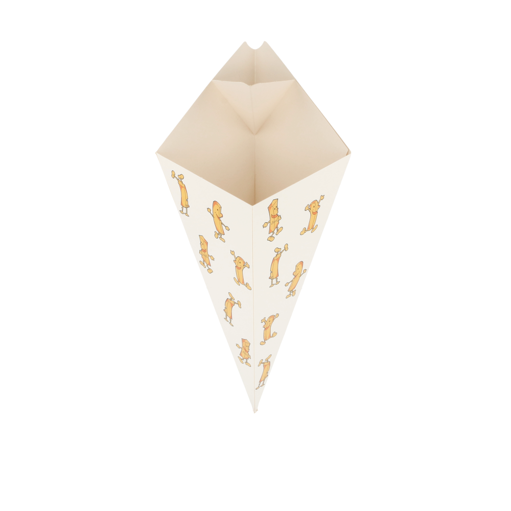CUCURUCHOS CON PESTAÑA 'THEPACK CHIPS' 250 G 230 G/M2 16,5x27 CM BLANCO CARTÓN ONDULADO NANO-MICRO (1200 UNID.)