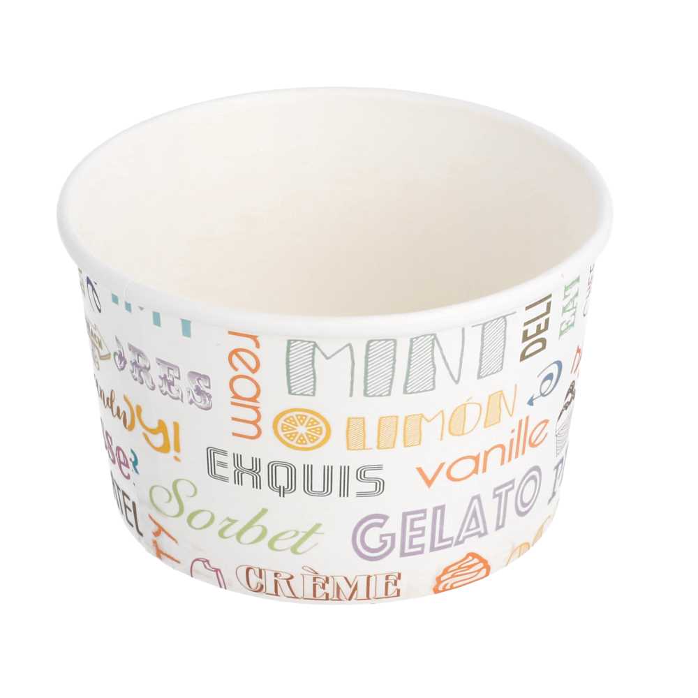 TARRINAS HELADOS 'PAROLE' 240 ML 250 + 18 PE G/M2 Ø9,4x5,5 CM BLANCO CARTONCILLO (2000 UNID.)