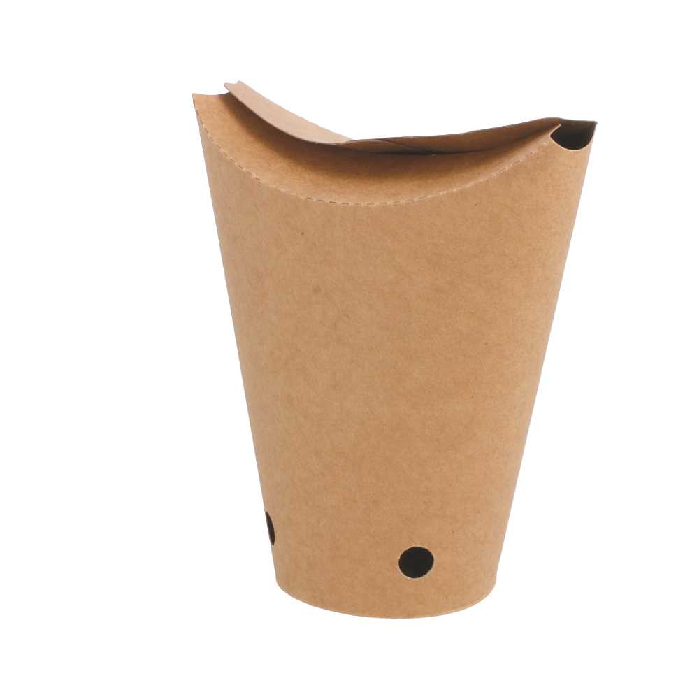 VASOS FRITAS CON CIERRE 12 OZ - 360 ML 200 + 25PE G/M2 6,7x12,5 CM MARRÓN CARTONCILLO (2500 UNID.)