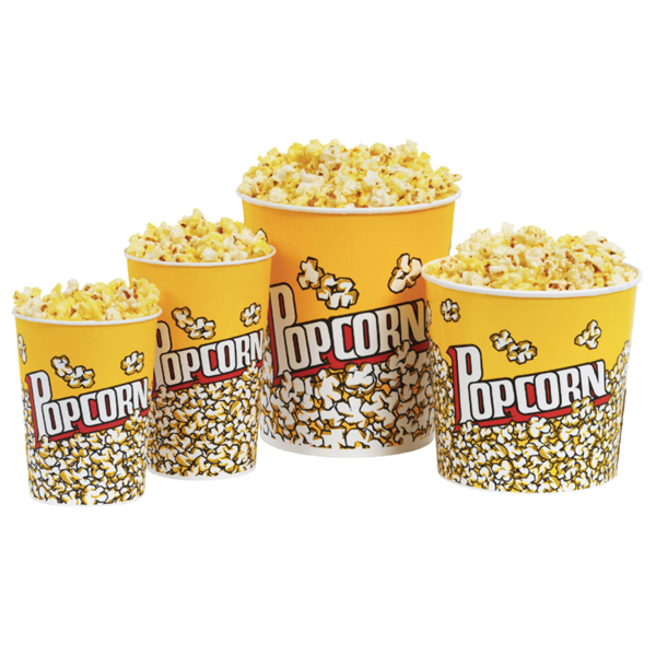 Recipientes Popcorn 5100 Ml 300 +20 Pe G/M2 Ø 22,7/16X21 Cm Cartoncillo (150 Unid.)