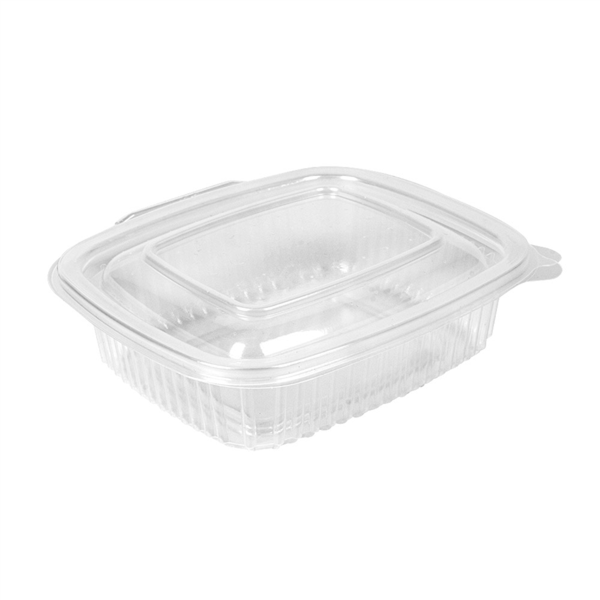 RECIPIENTE CON TAPA BISAGRA 375 ML 14,3x12,6x4,1 CM TRANSPARENTE PP (300 UNID.)