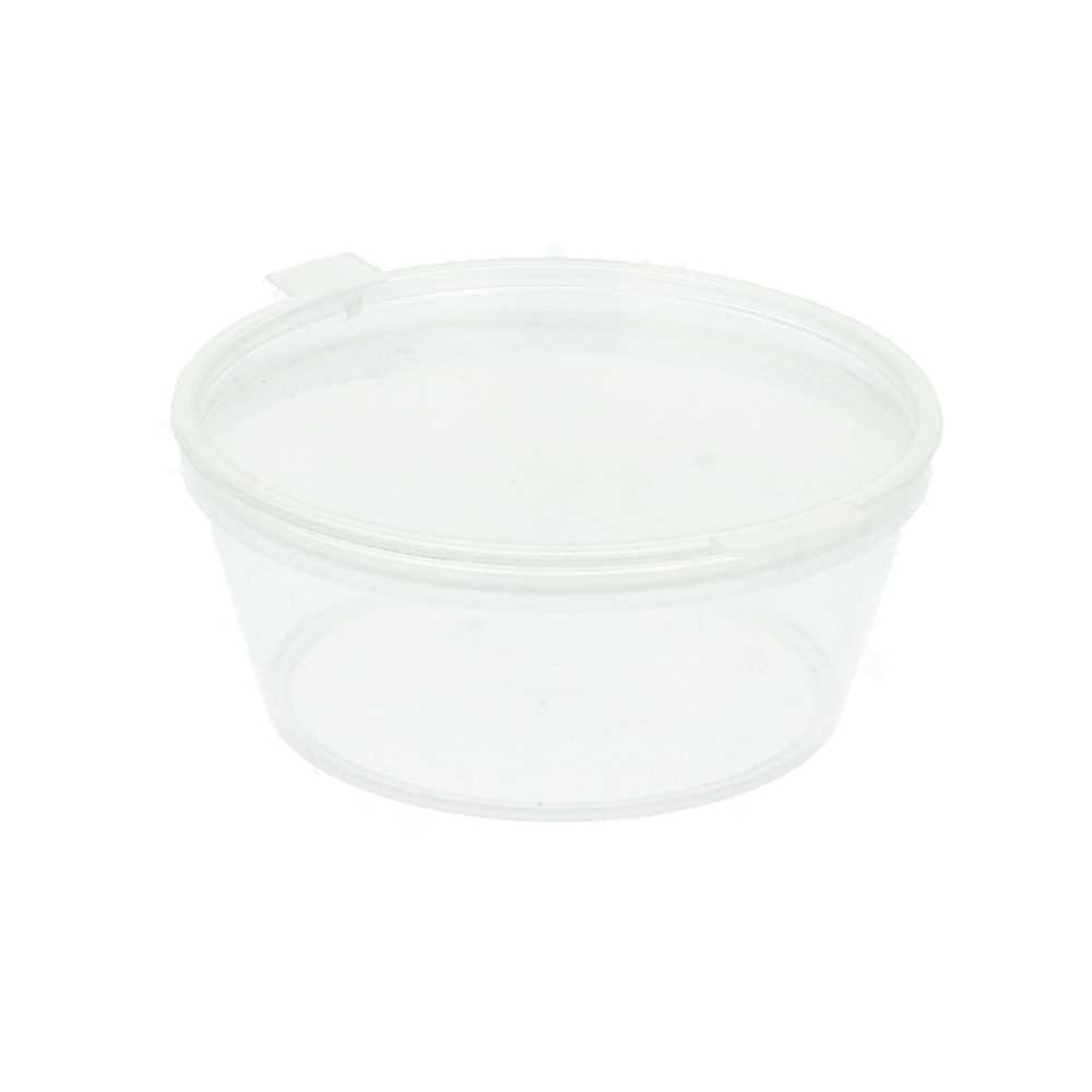 PEQUEÑAS TARRINAS + TAPA INCORPORADA 60 ML Ø6/4,6x2.5 CM TRANSPARENTE PP (1000 UNID.)