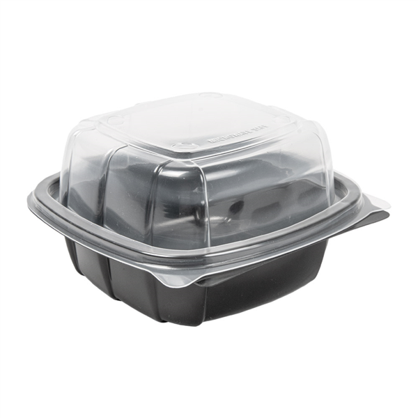 RECIPIENTES CON TAPA BISAGRA MICROONDABLES 468 ML 15,1x15,7x8,3 CM NEGRO PP (180 UNID.)