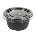 50 TARRINAS PEQUEÑAS + 50 TAPAS 60 ML Ø6,2x3,2 CM NEGRO PP (24 UNID.)