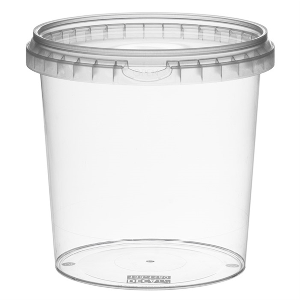 RECIPIENTES INVIOLABLES + TAPAS 1200 ML Ø 13,3x13 CM TRANSPARENTE PP (100 UNID.)