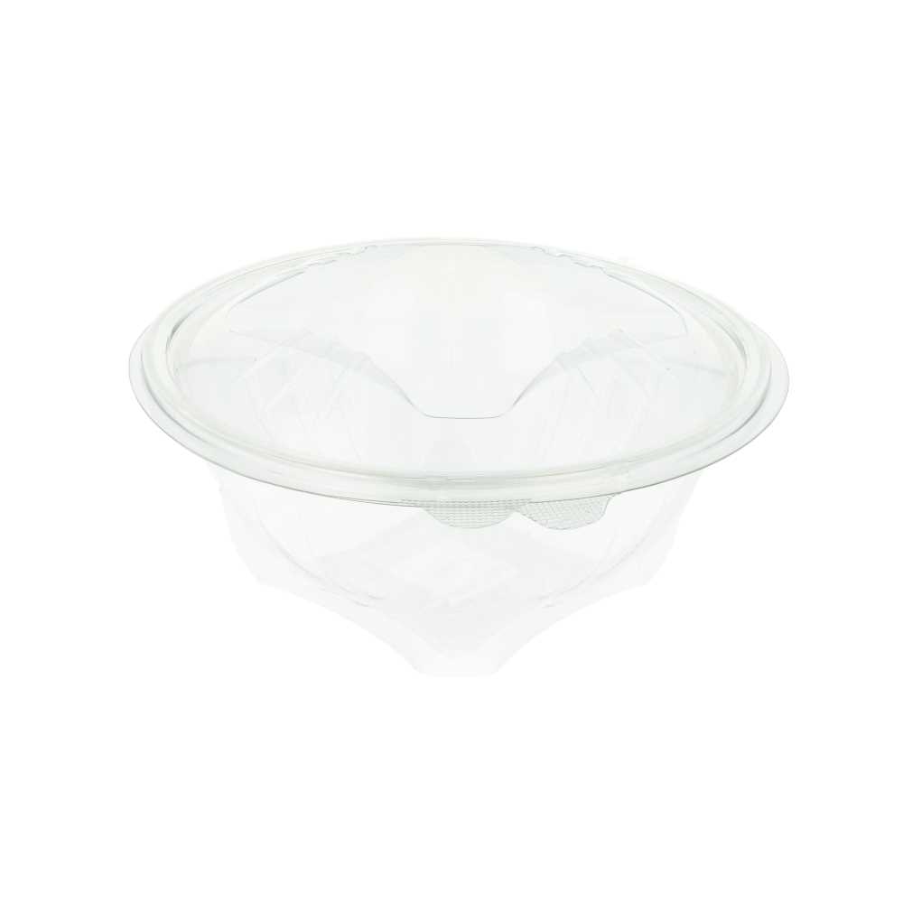 ENSALADERAS CON TAPAS BISAGRA 1 L Ø 16,1x10,7 CM TRANSPARENTE RPET (400 UNID.)