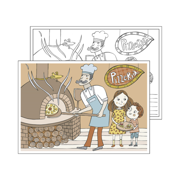 Mantelines Colorear "Pizza" 100 G/M2 31X43 Cm Cuatricromía Celulosa (1000 Unid.)