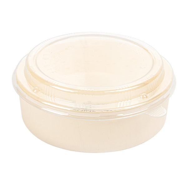 Combo Recipientes + Tapas Pet Ø15,5X4,5 Cm Natural Madera (100 Unid.)