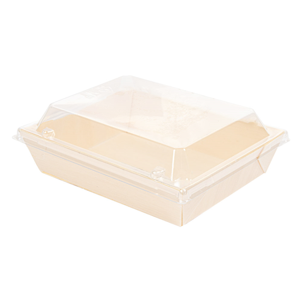 Combo Barquillas + Tapas Pet 16X12X3,6 Cm Natural Madera (200 Unid.)