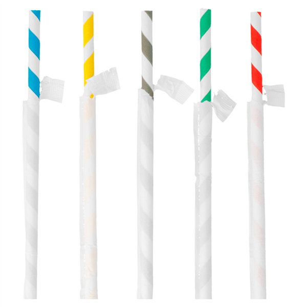 PAJITAS A RAYAS ENFUNDADAS 'PAPER' Ø0,60x20 CM SURTIDO PAPEL (3000 UNID.)