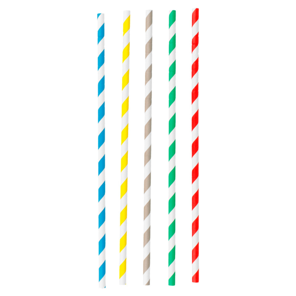 PAJITAS FLEXIBLES A RAYAS 'PAPER' Ø0,60x23 CM SURTIDO PAPEL (3000 UNID.)