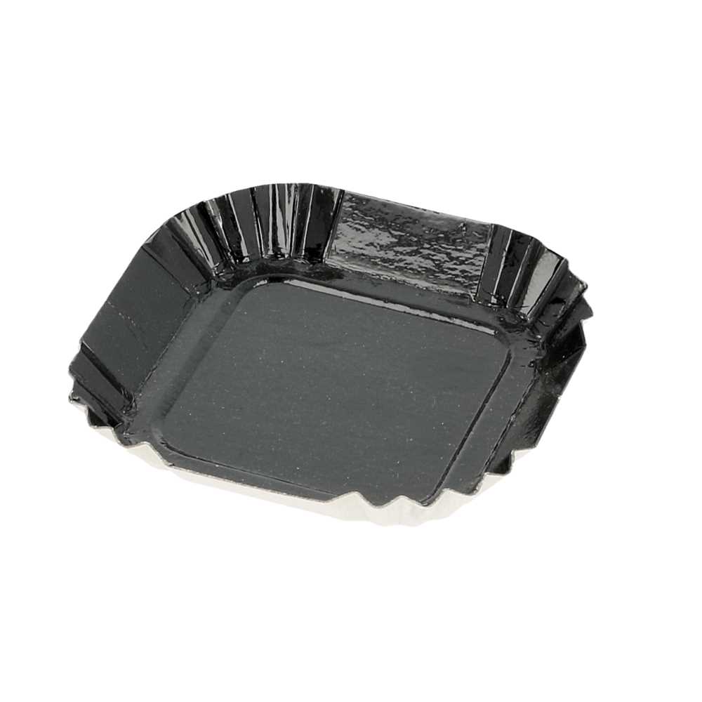 MINI BANDEJAS 325 G/M2 5,5x5,5 CM NEGRO CARTÓN (100 UNID.)