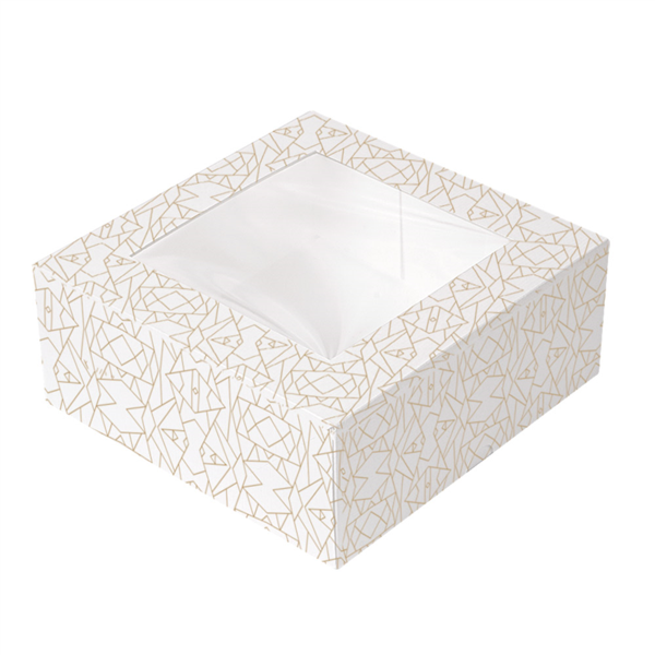 CAJAS PASTELERÍA CON VENTANA 'THEPACK DECO' 250 G/M2 + OPP 18x18x7,5 CM BLANCO CARTÓN ONDULADO NANO-MICRO (50 UNID.)