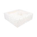 CAJAS PASTELERÍA CON VENTANA 'THEPACK DECO' 250 G/M2 + OPP 23x23x7,5 CM BLANCO CARTÓN ONDULADO NANO-MICRO (50 UNID.)