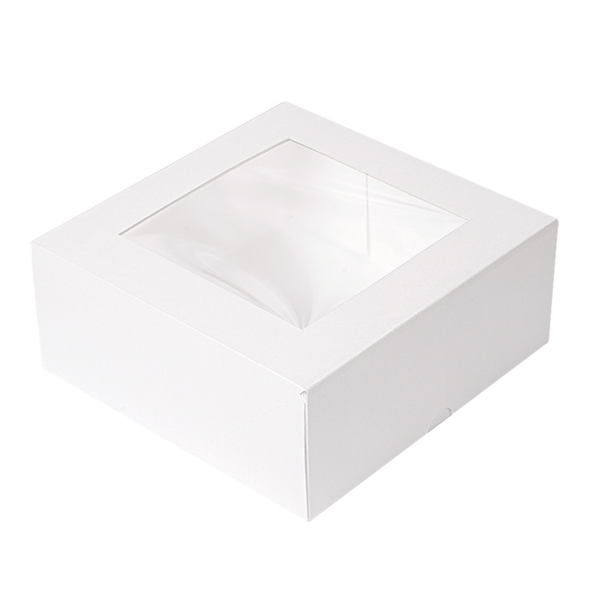 CAJAS PASTELERÍA CON VENTANA 'THEPACK' 250 G/M2 + OPP 18x18x7,5 CM BLANCO CARTÓN ONDULADO NANO-MICRO (200 UNID.)