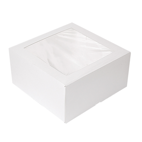 Cajas Pastelería Con Ventana 'Thepack' 250 G/M2 + Opp 24X24X12 Cm Blanco Cartón Ondulado Nano-Micro (100 Unid.)