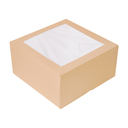 CAJAS PASTELERÍA CON VENTANA 'THEPACK' 240 G/M2 + OPP 24x24x12 CM NATURAL CARTÓN ONDULADO NANO-MICRO (100 UNID.)