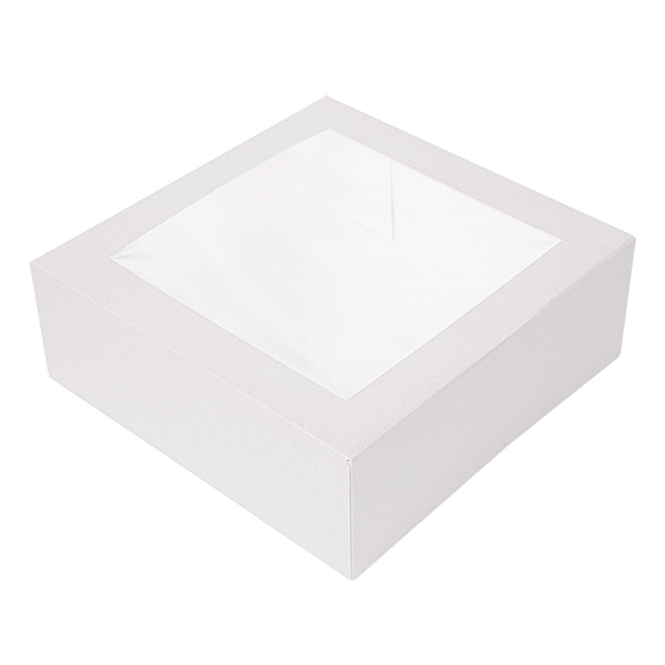 CAJAS PASTELERÍA CON VENTANA 'THEPACK' 250 G/M2 + OPP 30x30x8 CM BLANCO CARTÓN ONDULADO NANO-MICRO (100 UNID.)