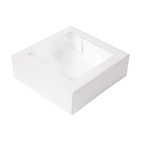 CAJAS PASTELERÍA CON VENTANA 'THEPACK' 250 G/M2 + OPP 23x23x7,5 CM BLANCO CARTÓN ONDULADO NANO-MICRO (200 UNID.)