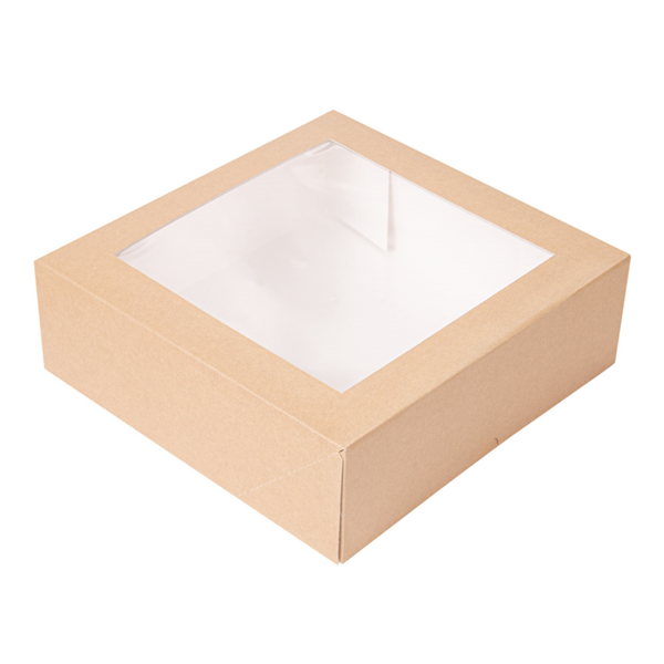 CAJAS PASTELERÍA CON VENTANA 'THEPACK' 240 G/M2 + OPP 23x23x7,5 CM NATURAL CARTÓN ONDULADO NANO-MICRO (200 UNID.)