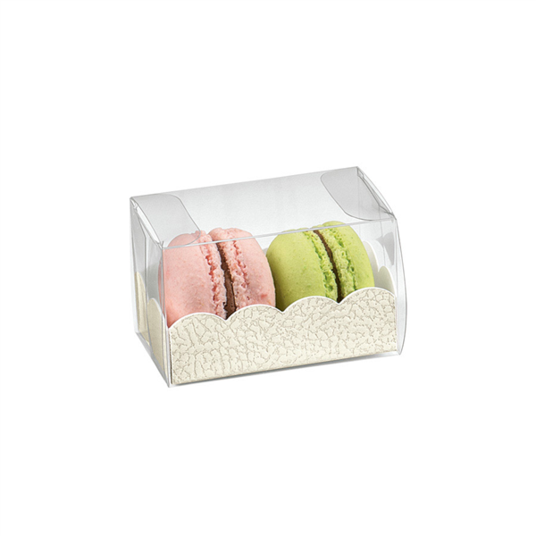 Estuches Macarons + Bases Cartulina 8X5X5 Cm Transparente Pvc (200 Unid.)