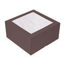 CAJAS PASTELERÍA CON VENTANA 'THEPACK' 250 G/M2 + OPP 24x24x12 CM CHOCOLATE CARTÓN ONDULADO NANO-MICRO (100 UNID.)
