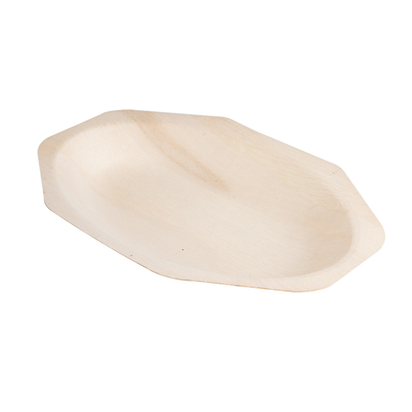 BANDEJAS OCTOGONALES 'WOOD' 20x13x2,5 CM NATURAL MADERA (50 UNID.)