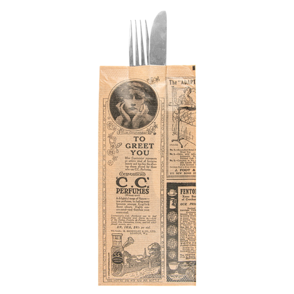 Servilletas Negras Enf. 'D.Point' 32X40 Cm 'Just In Time Closed' 40 + 10Pe G/M2 11X25 Cm Natural 'Times' Kraft Verjurado (300 Unid.)