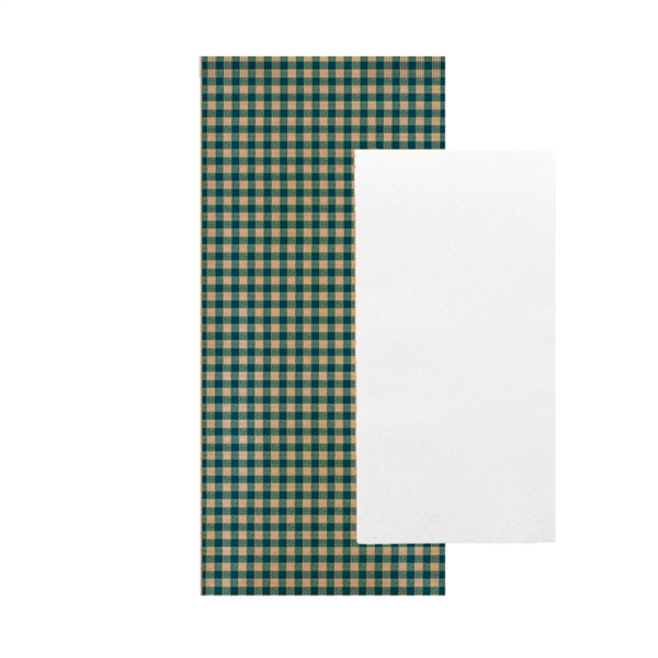 SERVILLETAS BLANCAS ENF. 'AIRLAID' 32x40 CM 'JUST IN TIME CLOSED' 40 + 10PE G/M2 11x25 CM AZUL VICHY KRAFT VERJURADO (300 UNID.)