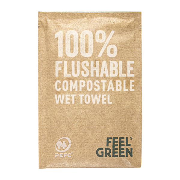 Toallitas Flushable Kraft 'Feel Green' 50 G/M2 6,8X10 Cm Blanco Celulosa (1200 Unid.)