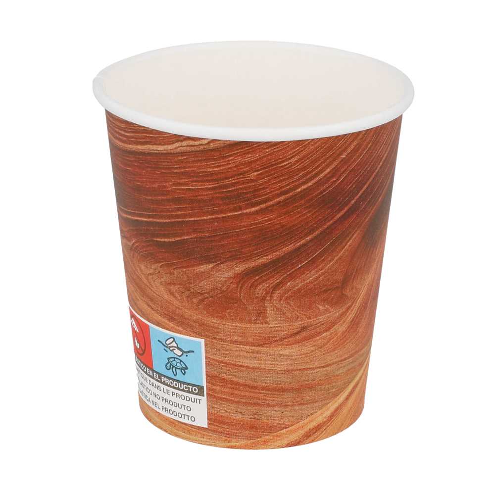 Vasos Bebidas Calientes 1 Pared 'Arizona' 180 Ml 260 + 18 Pe G/M2 Ø7,2/5,3X7,8 Cm Marrón Cartoncillo (1000 Unid.)