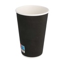 Vasos Bebidas Calientes Doble Pared, Ondulado 480 Ml 300 + 250 + 18 Pe G/M2 Ø9/6X13,2 Cm Negro Cartoncillo (500 Unid.)