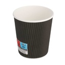 Vasos Bebidas Calientes Doble Pared, Ondulado 180 Ml 260 + 250 + 18 Pe G/M2 Ø7,2/5,3X7,8 Cm Negro Cartoncillo (1000 Unid.)