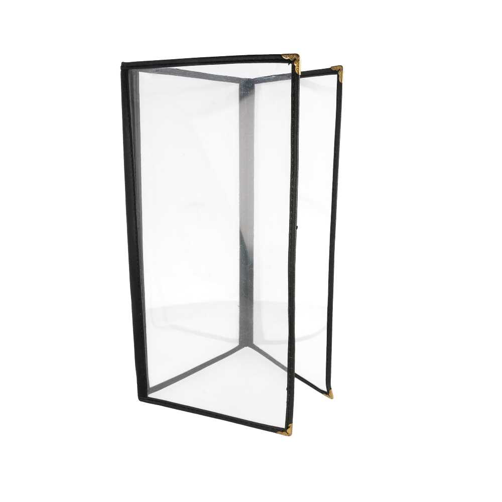 MENÚ "AMERICANO" 3 CUERPOS 10,5x29,7 CM NEGRO PVC (1 UNID.)