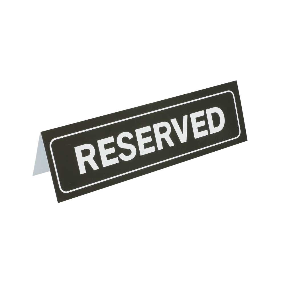 Placa Para Mesa "Reserved" 18X5,5 Cm Negro Pvc (1 Unid.)