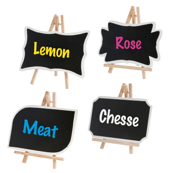 MINI PIZARRAS + CABALLETES 12x8 CM NEGRO MADERA (1 UNID.)