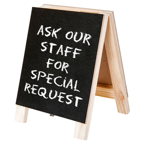 MINI PIZARRAS DE TIJERA 2 CARAS 10x14 CM NEGRO MADERA (1 UNID.)