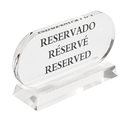 PLACA "RESERVADO-RÉSERVÉ-RESERVED" 13,5x7,5 CM TRANSPARENTE ACRÍLICO (2 UNID.)