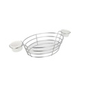 CESTAS OVALES + 2 TARRINAS 32,5x15x5,8 CM CROMADO ACERO (6 UNID.)