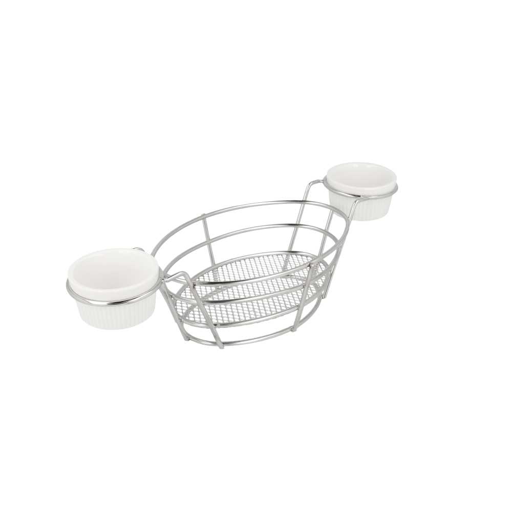 Cestas Ovales + 2 Tarrinas 26X10X5,3 Cm Cromado Acero (6 Unid.)